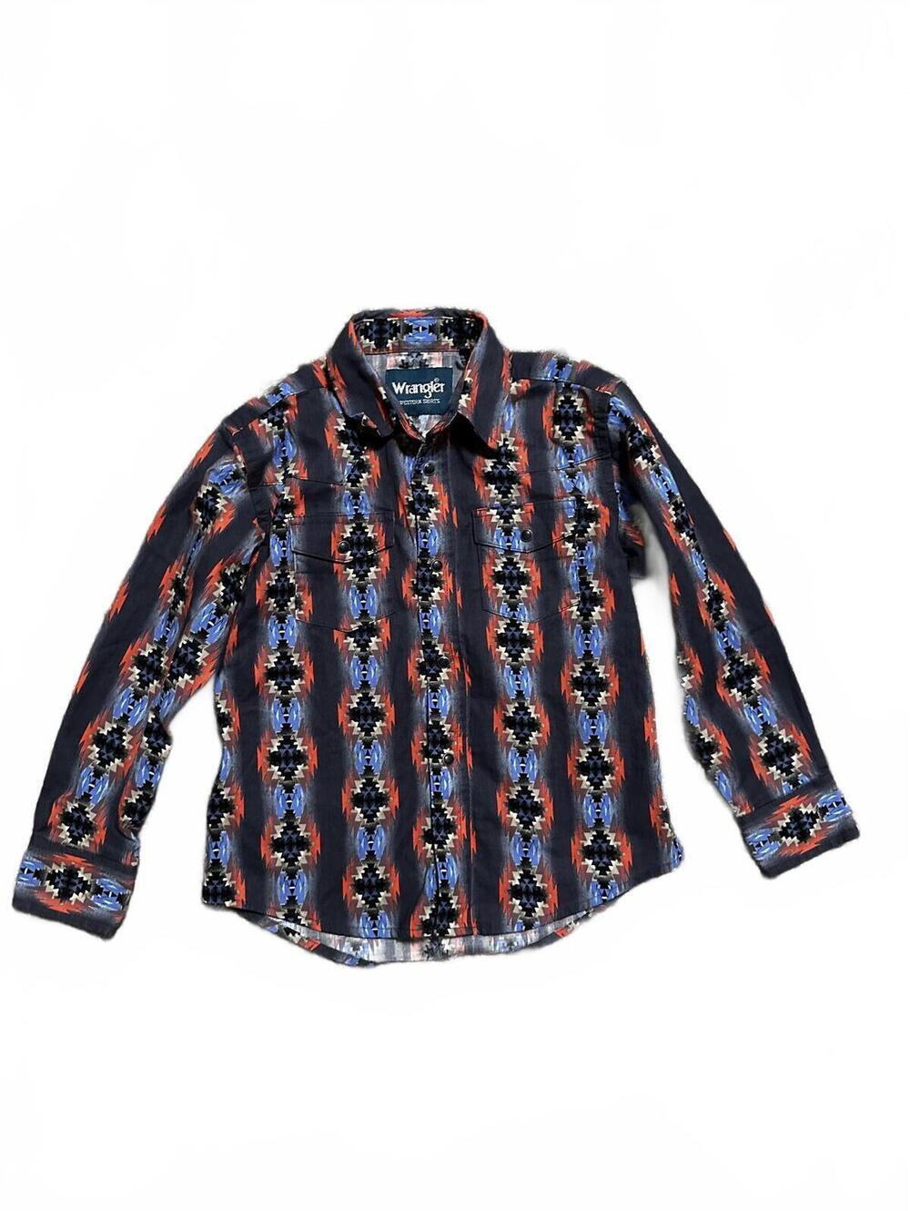 Wrangler Western Aztec Print Black Pearl Snap Shirt Size S
